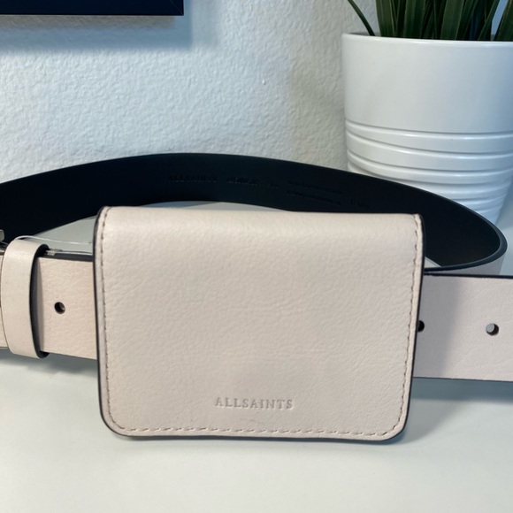 NWT ALLSAINTS Leather Belt With Detachable Card Holder - Picture 4 of 9